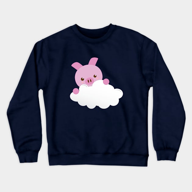 Cut Baby Pig on a Cloud Crewneck Sweatshirt by Zennic Designs